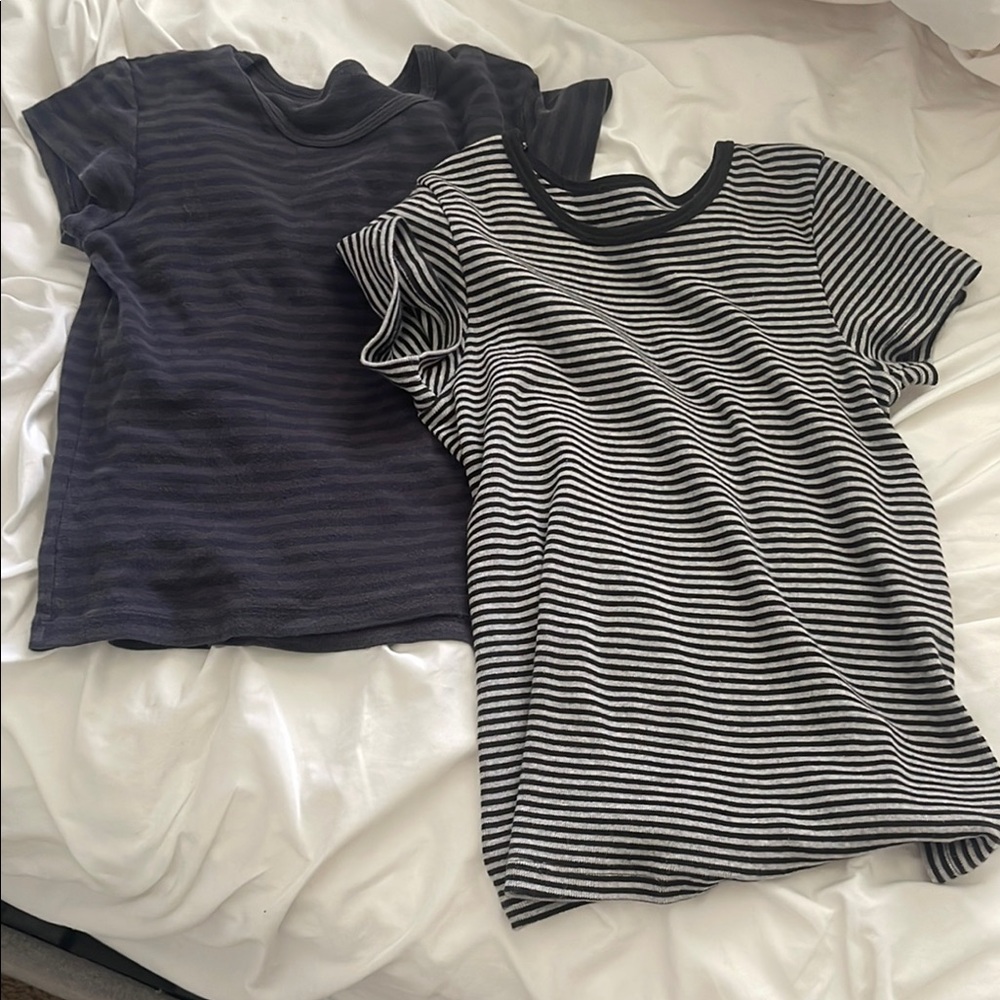 2 Pack brandy melville striped shirts! blue one has tiny tiny hole in the back.
